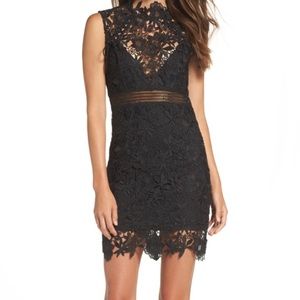 Bardot black lace dress